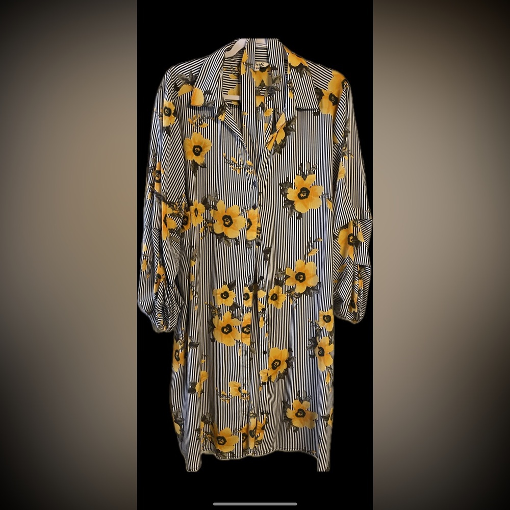 Striped Floral Button-Up Blouse / Dress